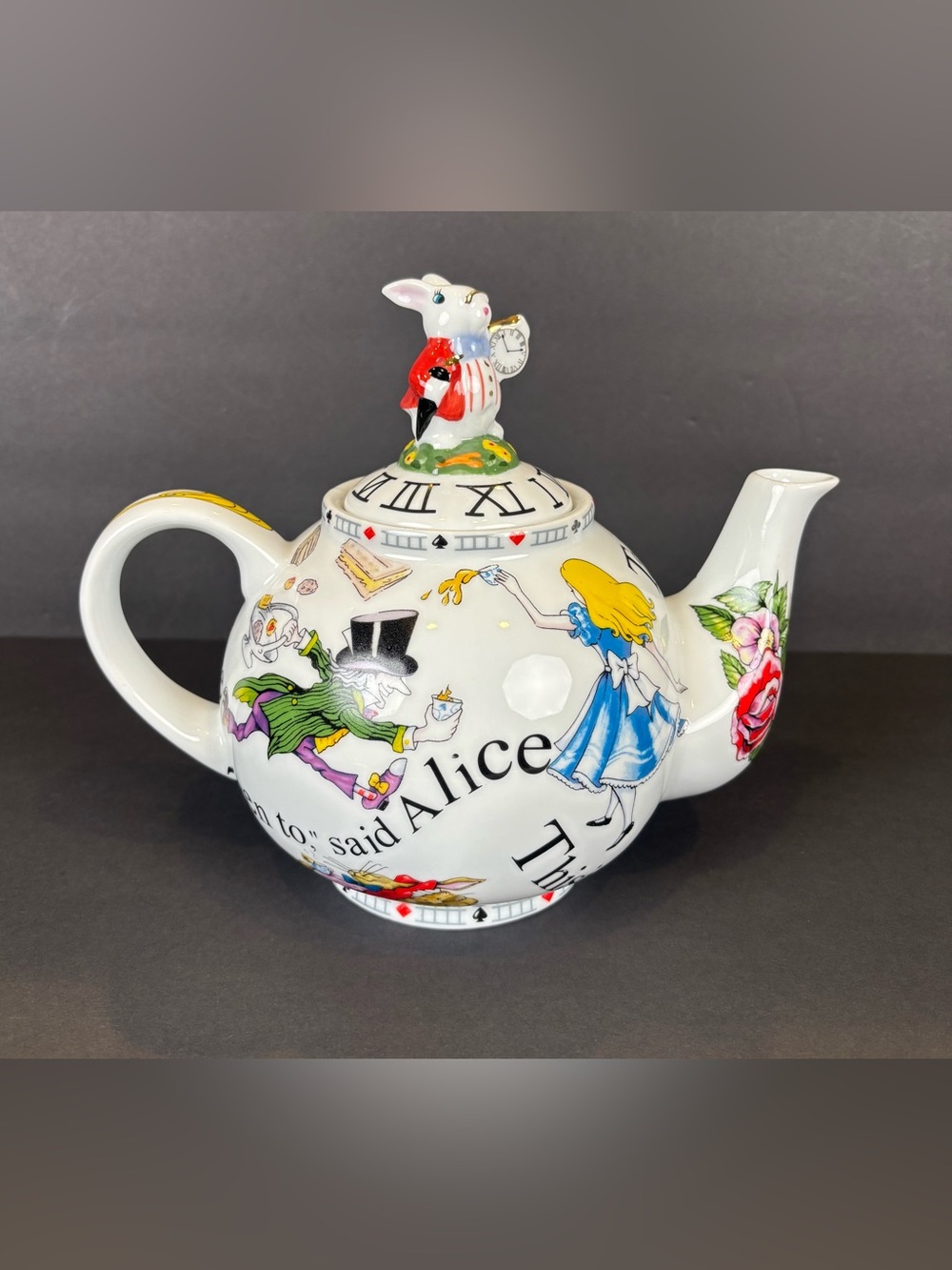 Paul Cardew Alice in Wonderland Cafe Large 6 Cup Teapot Complete Vintage RARE